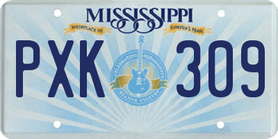 MS license plate PXK309