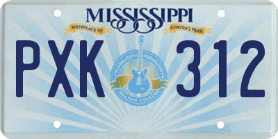 MS license plate PXK312