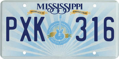 MS license plate PXK316