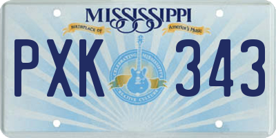MS license plate PXK343