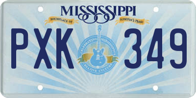 MS license plate PXK349