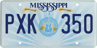 MS license plate PXK350