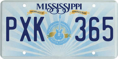 MS license plate PXK365
