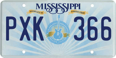 MS license plate PXK366