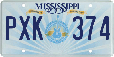MS license plate PXK374