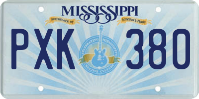 MS license plate PXK380