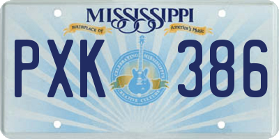 MS license plate PXK386