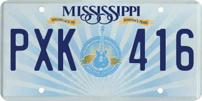 MS license plate PXK416