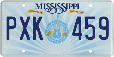 MS license plate PXK459