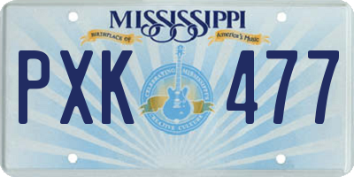 MS license plate PXK477