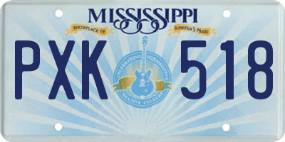 MS license plate PXK518