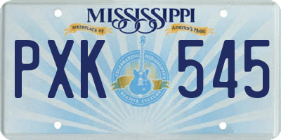 MS license plate PXK545