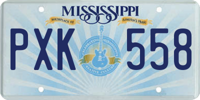 MS license plate PXK558