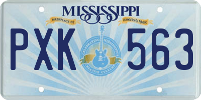 MS license plate PXK563