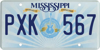 MS license plate PXK567