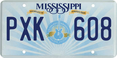 MS license plate PXK608