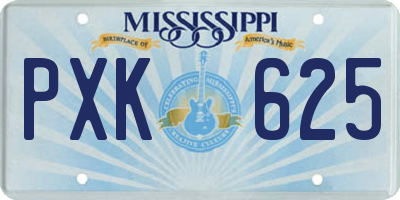 MS license plate PXK625