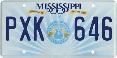 MS license plate PXK646
