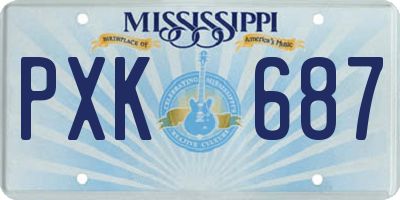 MS license plate PXK687
