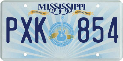 MS license plate PXK854