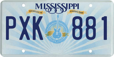 MS license plate PXK881