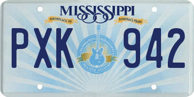 MS license plate PXK942