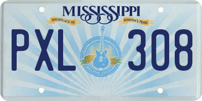 MS license plate PXL308