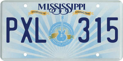 MS license plate PXL315