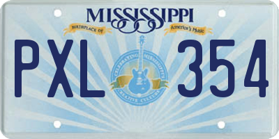 MS license plate PXL354