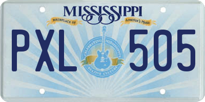 MS license plate PXL505