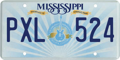 MS license plate PXL524