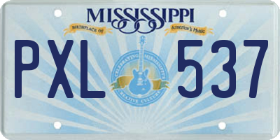 MS license plate PXL537