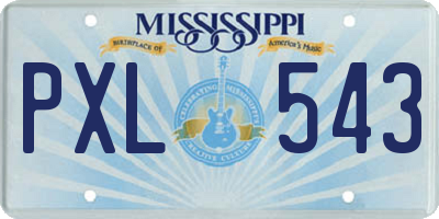 MS license plate PXL543