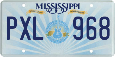 MS license plate PXL968