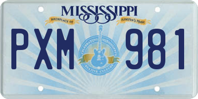 MS license plate PXM981
