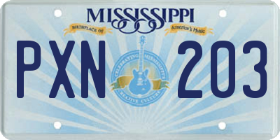 MS license plate PXN203
