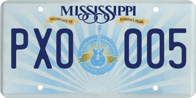 MS license plate PXO005