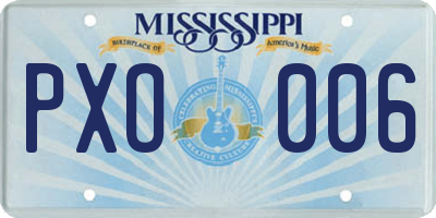 MS license plate PXO006