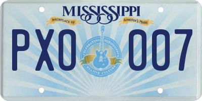 MS license plate PXO007