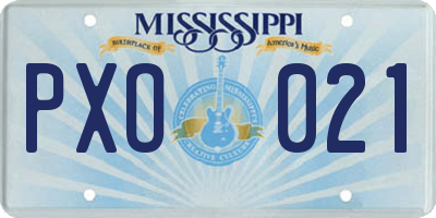 MS license plate PXO021