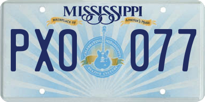 MS license plate PXO077