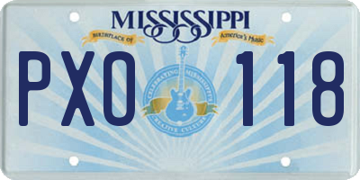 MS license plate PXO118
