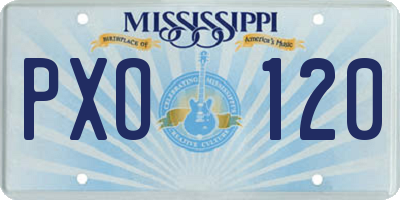 MS license plate PXO120