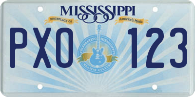 MS license plate PXO123
