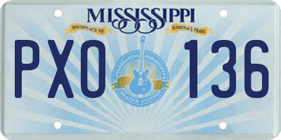 MS license plate PXO136