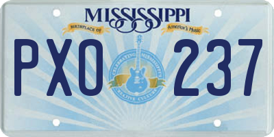 MS license plate PXO237