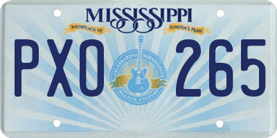 MS license plate PXO265
