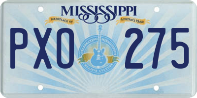 MS license plate PXO275