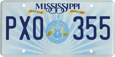 MS license plate PXO355