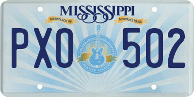 MS license plate PXO502